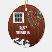 Red Barn Kerstmis Keramisch Ornament (Links)