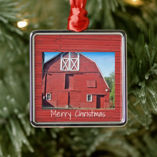 Red Barn-kerstversiering Metalen Ornament (Boom)
