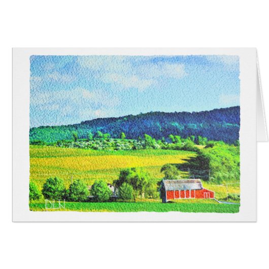 Red Barn/Landscape Art/Waterverf look (Voorkant Horizontaal)