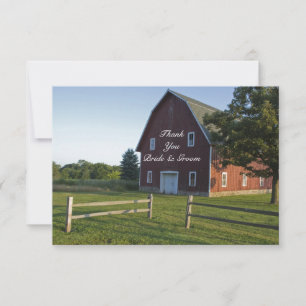 Red Barn met hek country Weddenschap Notitiekaartje
