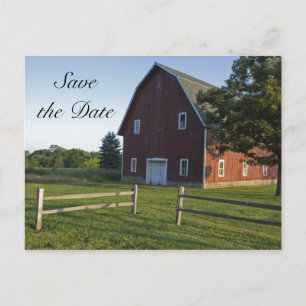 Red Barn met hek country Weddenschap Save the Date Aankondigingskaart