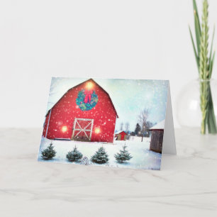 Red Barn met kerstmis Feestdagen Kaart