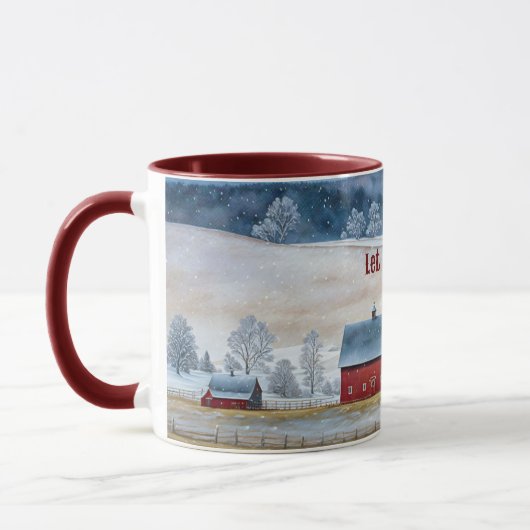Red Barn Neige Pays Noël Fun Mug Cup (Gauche)