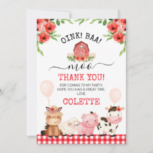 Red Barn Oink Baa Moo ferme Anniversaire Carte de