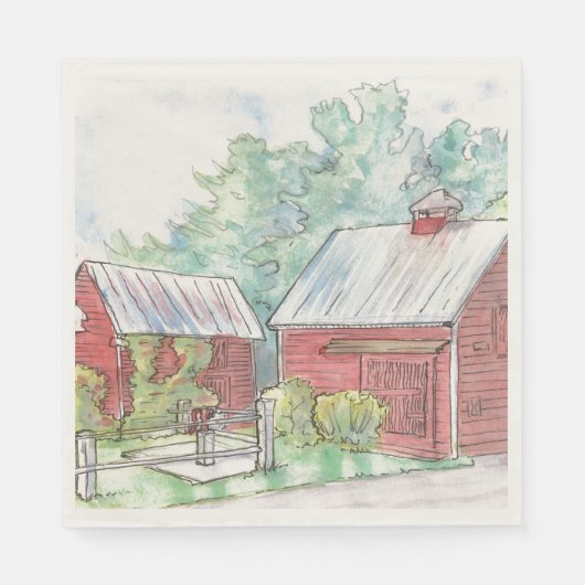 Red Barn Paper Napkin voor feest Servet (Voorkant)