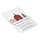 Red Barn Pays Fête de Noël Magnet d'invitation (Côté Droit)