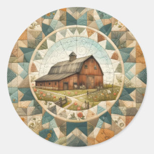 Red Barn Quilt Ronde Sticker
