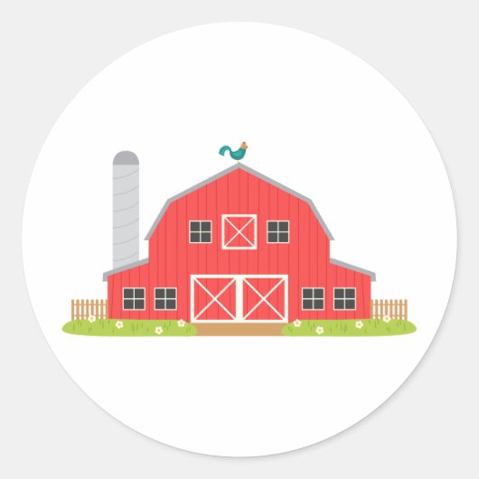 Red Barn Ronde Sticker (Voorkant)