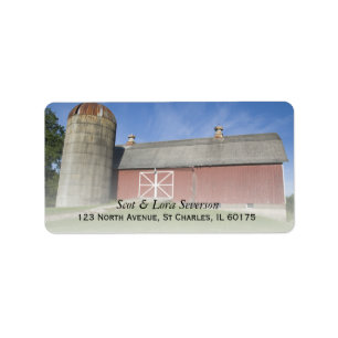 Red Barn, Silo en Blue Sky Return Address Etiket