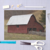 Red Barn Silver Roof run-Down Fence Tissuepapier (Craft)