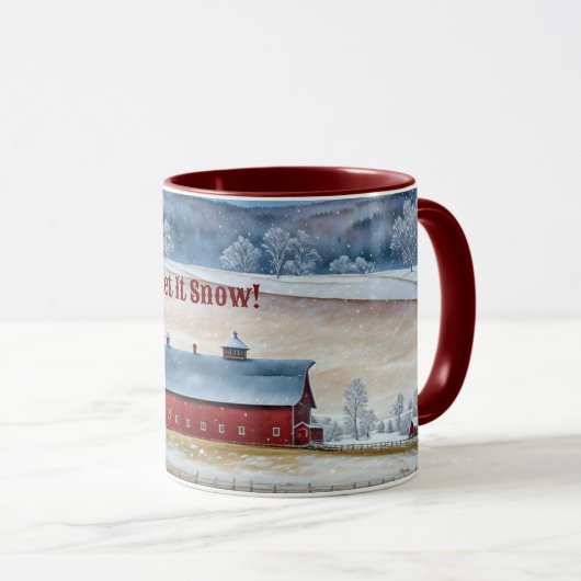 Red Barn Snow Country Christmas Fun Mok Cup (Voorkant rechts)