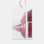 Red Barn White Snow Gift Label Cadeaulabel (Voorkant)