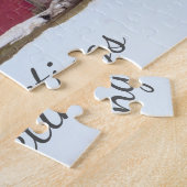 Red Barn Winter Scene Jigzaag Puzzle Legpuzzel (Zijkant)