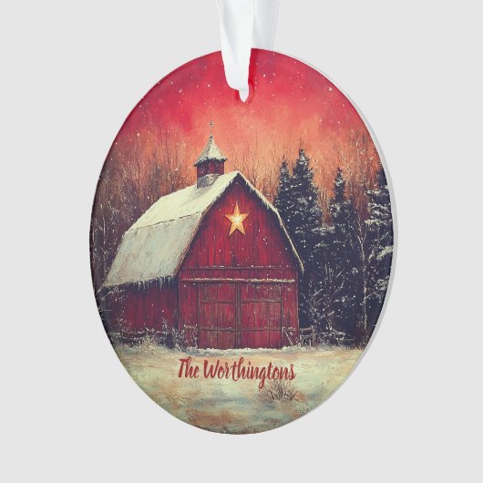 Red Barn with Star and Trees Farmhouse Monogram (devant)
