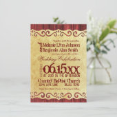 Red Barn Wood Paper Wedding Invitations Kaart (Staand voorkant)