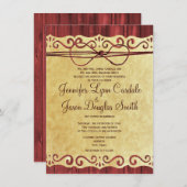 Red Barn Wood  Paper Wedding Invitations Kaart (Voorkant / Achterkant)