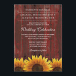 Red Barn Wood Rustic Sunflower Invitations de mari<br><div class="desc">Red Barn Wood Rustic Sunflower Wedding Invitations - présente un arrière - plan de grange rouge et marron shabby avec des tournesols rustiques au fond.</div>