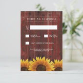 Red Barn Wood Rustic Sunflower Wedding Cartes RSVP (Debout devant)