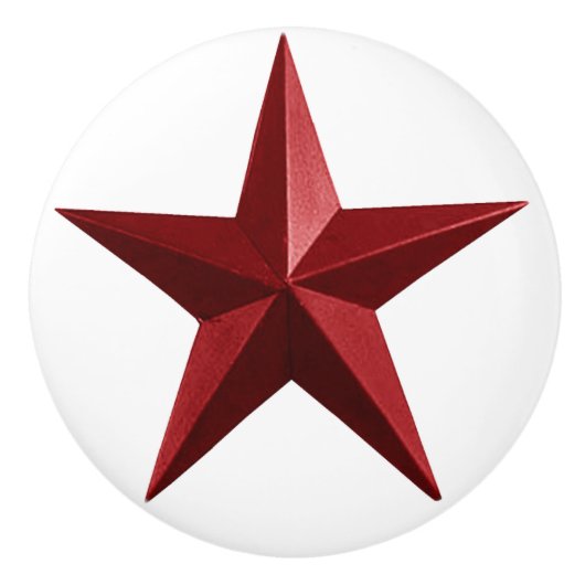 Red Barnstar Round Knob Keramische Knop (Voorkant)