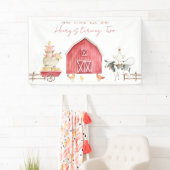 Red Barnyard Animals Kinderverjaardagsfeestje Spandoek (Insitu)