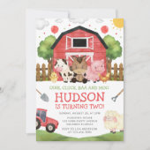 Red Barnyard Farm Birthday Invitation (Devant)