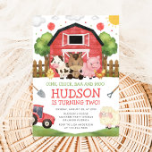 Red Barnyard Farm Birthday Invitation