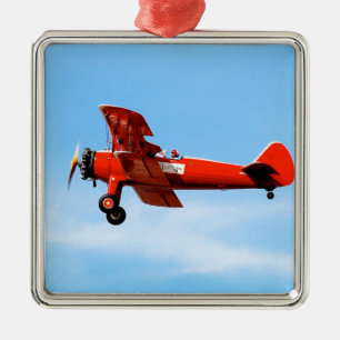 Red Baron Bi Plane Metalen Ornament