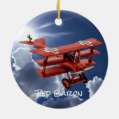 Red Baron's Fokker Triplane Keramisch Ornament (Achterkant)
