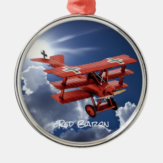 Red Baron's Fokker Triplane Metalen Ornament (Voorkant)
