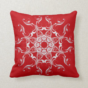 Red Baroque Style Snowflake Kussen