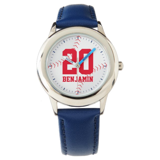 Red Baseball Jersey Number Horloge (Voorkant)