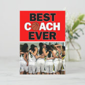 Red Basketball Coach Best Ever Custom Photo Bedankkaart (Staand voorkant)