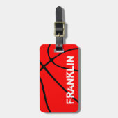 Red Basketball Custom Player of Team Name/Text Bagagelabel (Voorkant verticaal)