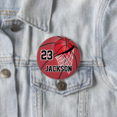 Red Basketball-ontwerp | Personaliseren Ronde Button 7,6 Cm (In situ)