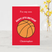 Red Basketball Sport 12e carte d'anniversaire (Fleur jaune)