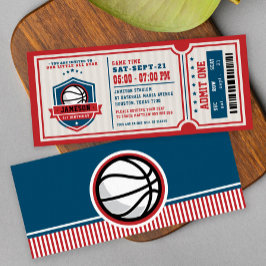 Red  Basketball Ticket Birthday Party Kaart