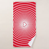 Red Bath Towel met hart - aangepaste kleuren Badhanddoek (Badhanddoek)