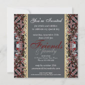 Red Batik Diamond 60e anniversaire Invitations (Dos)