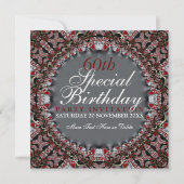 Red Batik Diamond 60e anniversaire Invitations (Devant)