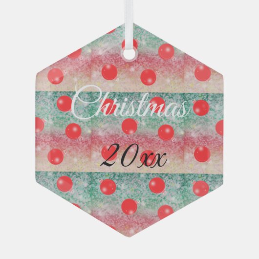 Red Bauble-kerstontwerp Glas Ornament (Voorkant)