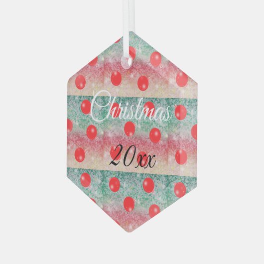 Red Bauble-kerstontwerp Glas Ornament (Voorkant links)