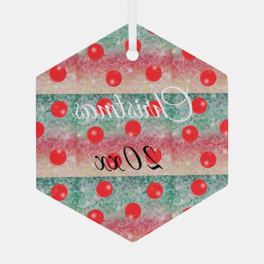 Red Bauble-kerstontwerp Glas Ornament (Achterkant)