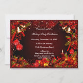 Red Baubles Bells Candles Kerstfeest Kaart (Voorkant)