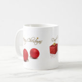 Red Baubles Joyeux Noël Mug (Devant gauche)