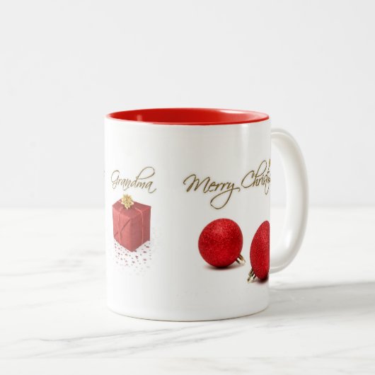 Red Baubles Joyeux Noël Mug (Devant droit)