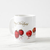 Red Baubles Joyeux Noël Mug (Devant gauche)