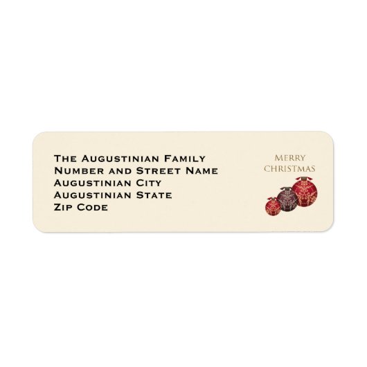 Red Baubles MERRY CHRISTMAS Return Address Label (Voorkant)