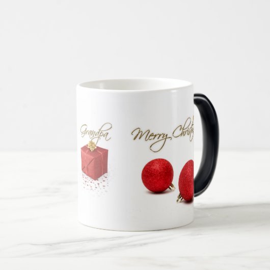 Red Baubles Merry kerstMok Magische Mok (Voorkant rechts)