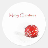 Red Baubles Merry kerstSticker Ronde Sticker (Voorkant)