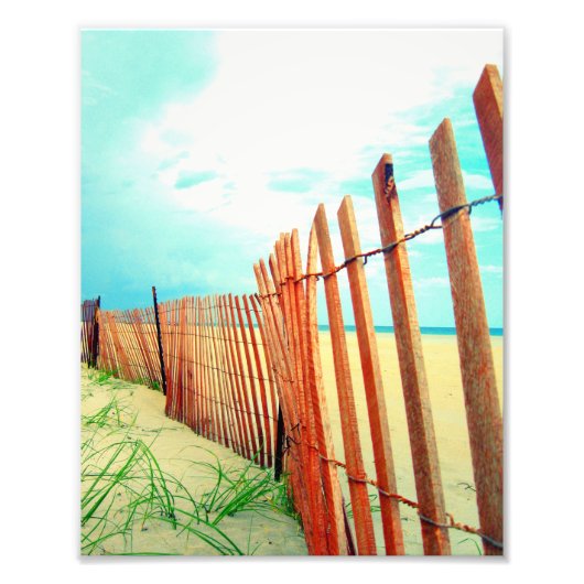 Red Beach Dune Fence Foto Afdruk (Voorkant)